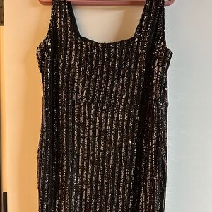 City Chic Black and Gold Sparkle Mid Dress